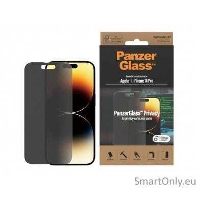 PanzerGlass Screen protector, Apple, iPhone 14 Pro, Glass, Black, Privacy 5