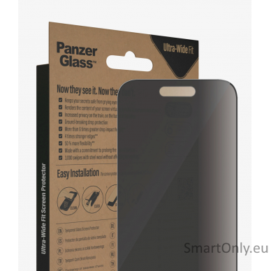 PanzerGlass Screen protector, Apple, iPhone 14 Pro, Glass, Black, Privacy 2