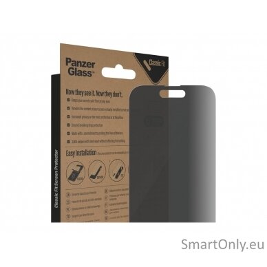 PanzerGlass Screen protector, Apple, iPhone 14 Pro, Glass, Black, Privacy 10