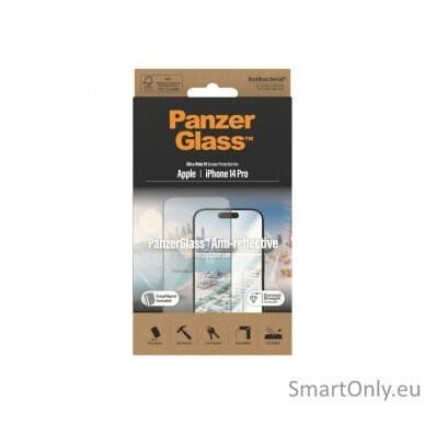 PanzerGlass Screen protector, Apple, iPhone 14 Pro, Glass, Clear, Anti-Reflective 10