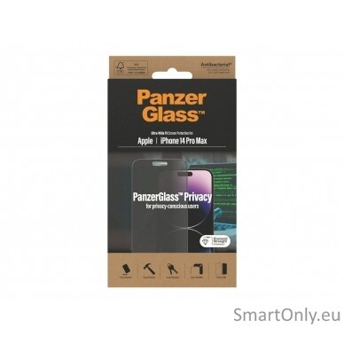 PanzerGlass Screen protector, Apple, iPhone 14 Pro Max, Glass, Black 6