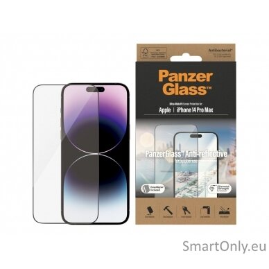 PanzerGlass Screen protector, Apple, iPhone 14 Pro Max, Glass, Clear, Anti-Reflective 6