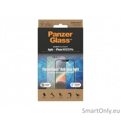 PanzerGlass Screen protector, Apple, iPhone 14/13/13 Pro, Glass, Black, Anti-blue Light 10