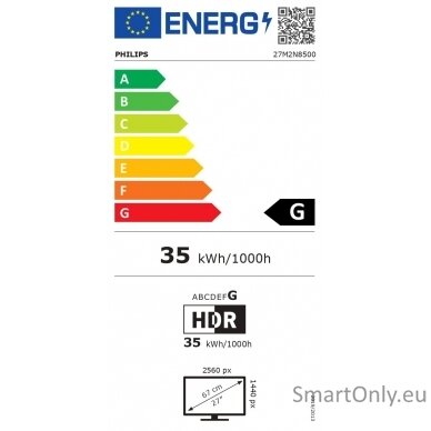 Philips 27M2N8500/00 | 27 " | OLED | 16:9 | 360 Hz | 0.03 ms | 2560 x 1440 pixels | 250 cd/m² | HDMI ports quantity 2 | White