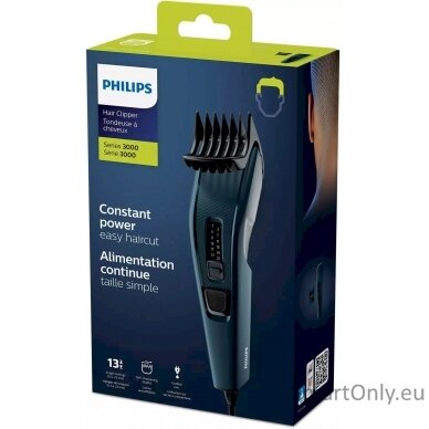 Philips Hair clipper HC3505/15 Corded, Number of length steps 13, Step precise 2 mm, Black/Blue 5