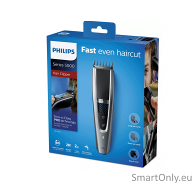 Philips Hair clipper series 5000 HC5630/15 Cordless or corded, Number of length steps 28, Step precise 1 mm, Black/Grey 5