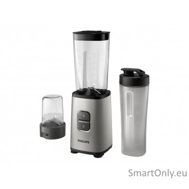 Philips Mini Blender | HR2604/80 Daily Collection | Tabletop | 350 W | Jar material Plastic/Glass | Jar capacity 0.6+0.6 L | Ice crushing | Pearl metal 2