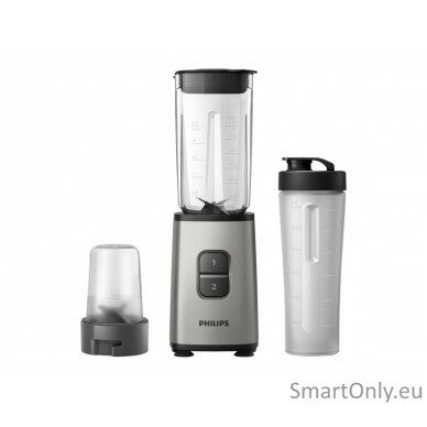 Philips Mini Blender | HR2604/80 Daily Collection | Tabletop | 350 W | Jar material Plastic/Glass | Jar capacity 0.6+0.6 L | Ice crushing | Pearl metal 4