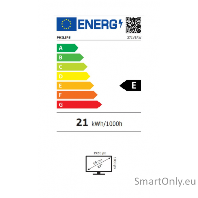 Philips | Monitor | 271V8AW/00 | 27 " | IPS | 1920 x 1080 pixels | 16:9 | 4 ms | 250 cd/m² | White | 75 Hz 6