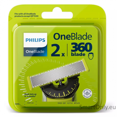 Philips OneBlade Replacement blade, 2 pcs 	QP420/50 Black/Green 1