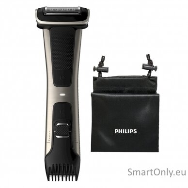 Philips Showerproof body groomer BG7025/15 Body groomer, Cordless, Number of length steps 5, Rechargeable,   Lithium-ion, Operating time 80 min, Charging time 1 h, Black/Stainless