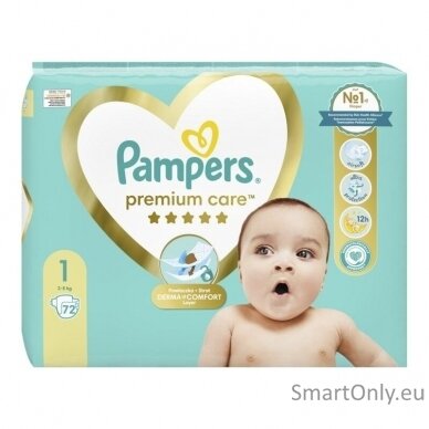 Pampers Premium Care 1, 2-5 kg, 72 vnt.