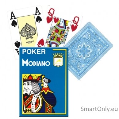 Poker 4 Jumbo Index kortos (šviesiai mėlynos) Modiano