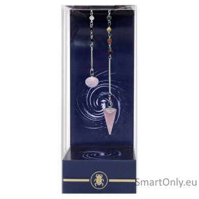 Premium Rose Quartz Chakra Pendulum Švytuoklė Lo Scarabeo