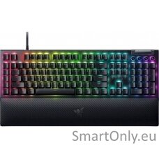 Razer BlackWidow V4 Razer Synapse enabled; 5052 Aluminum Alloy Top Case; 6 dedicated macros keys; 2-side underglow; Up to 8,000Hz polling rate RGB LED light US Wired Black Mechanical Gaming keyboard Yellow Switches