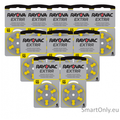 Rayovac Extra Advanced 10 baterijos klausos aparatams 60 vnt.