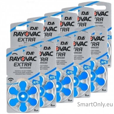 Rayovac Extra Advanced 675 baterijos klausos aparatams 60 vnt.