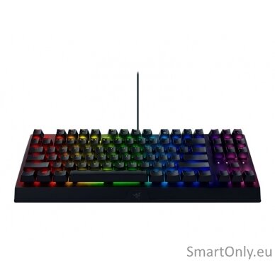 Razer BlackWidow V3  Yellow Switch; Transparent switch housing; Doubleshot ABS keycaps; Multi-function digital roller; Razer Synapse 3 enabled; Cable routing options; N-key roll-over; Fully programmable keys with on-the-fly macro recording; Gaming mode op 4