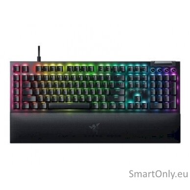 Razer BlackWidow V4 Razer Synapse enabled; 5052 Aluminum Alloy Top Case; 6 dedicated macros keys; 2-side underglow; Up to 8,000Hz polling rate RGB LED light US Wired Black Mechanical Gaming keyboard Yellow Switches 5