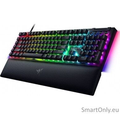 Razer BlackWidow V4 Razer Synapse enabled; 5052 Aluminum Alloy Top Case; 6 dedicated macros keys; 2-side underglow; Up to 8,000Hz polling rate RGB LED light US Wired Black Mechanical Gaming keyboard Yellow Switches 3