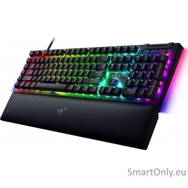 Razer BlackWidow V4 Razer Synapse enabled; 5052 Aluminum Alloy Top Case; 6 dedicated macros keys; 2-side underglow; Up to 8,000Hz polling rate RGB LED light US Wired Black Mechanical Gaming keyboard Yellow Switches 3