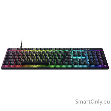 Razer Gaming Keyboard Deathstalker V2 Pro Gaming Keyboard Detachable braided fiber Type-C cable; 70 million keystroke lifespan RGB LED light US Wired Black Low-Profile Optical Switches (Clicky) 3