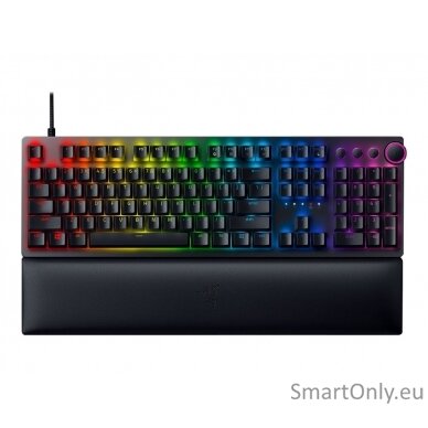 Razer Huntsman V2 Optical Gaming Keyboard Gaming keyboard Razer Chroma RGB customizable backlighting with 16.8 million color options; Underglow lighting; Magnetic plush leatherette wrist rest; Multi-functional digital dial with 4 media keys; N-key roll-ov 5