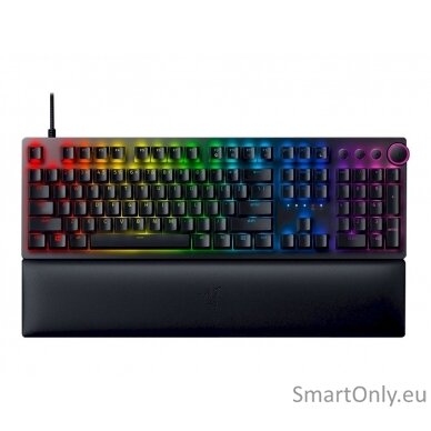 Razer Huntsman V2 Optical Gaming Keyboard Gaming keyboard Razer Chroma RGB customizable backlighting with 16.8 million color options; Underglow lighting; Magnetic plush leatherette wrist rest; Multi-functional digital dial with 4 media keys; N-key roll-ov 5