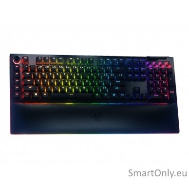 Razer Mechanical Gaming Keyboard BlackWidow V4 Pro Gaming Keyboard 5052 Aluminum Alloy Top Case; 5 dedicated macros keys; 3 dedicated macro side buttons; 2-side underglow on main chassis with 3-side underglow on wrist-rest; Up to 8,000 Hz polling rate RGB 4