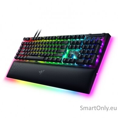 Razer Mechanical Gaming Keyboard BlackWidow V4 Pro Gaming Keyboard 5052 Aluminum Alloy Top Case; 5 dedicated macros keys; 3 dedicated macro side buttons; 2-side underglow on main chassis with 3-side underglow on wrist-rest; Up to 8,000 Hz polling rate RGB 2