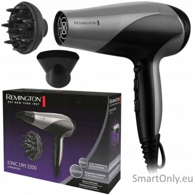 Remington D3190S Ionic Dry Hair Dryer, Grey/Black