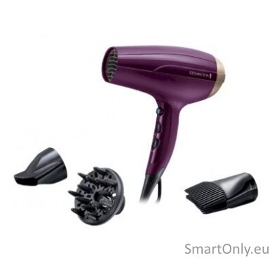 Remington | Hair Dryer | D5219 | 2300 W | Number of temperature settings 3 | Ionic function | Diffuser nozzle | Purple 6