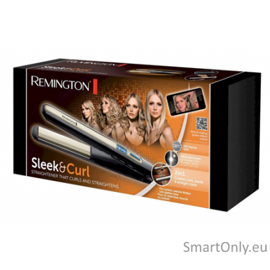 Remington Hair Straightener S6500 Sleek & Curl Ceramic heating system, Display Yes, Temperature (max) 230 °C, Black 1