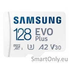 Samsung | MicroSD Card | EVO Plus | 128 GB | microSDXC Memory Card | Flash memory class U3, V30, A2