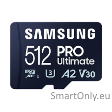 Samsung | MicroSD Card | PRO Ultimate | 512 GB | microSDXC Memory Card | Flash memory class U3, V30, A2 | SD adapter