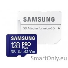 Samsung | MicroSD Card with SD Adapter | PRO Plus | 128 GB | microSDXC Memory Card | Flash memory class U3, V30, A2 | SD adapter