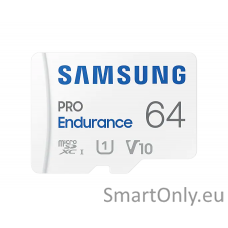 Samsung | PRO Endurance | MB-MJ64KA/EU | 64 GB | MicroSD Memory Card | Flash memory class U1, V10, Class 10 | SD adapter