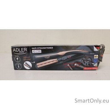 SALE OUT. Adler AD 2318 Infrared Hair straightener, Fast PTC heating, Black | Adler Infrared Hair Straightener | AD 2318 | Warranty 24 month(s) | Ceramic heating system | Temperature (min) 150 °C | Temperature (max) 230 °C | 35 W | Black | DAMAGED PACKAGI