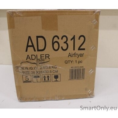 SALE OUT. Adler AD 6312 Airfryer Oven, 2,5 l, Black | Adler | Airfryer Oven | AD 6312 | Power 1600 W | Capacity 2.5 L | Convection | Black | DAMAGED PACKAGING, SCRATCHES ON TOP