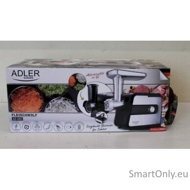 SALE OUT.  | Adler | Meat mincer with a shredder | AD 4813 | Silver/Black | 600 W | Number of speeds 2 | Throughput (kg/min) 1 | DAMAGED PACKAGING