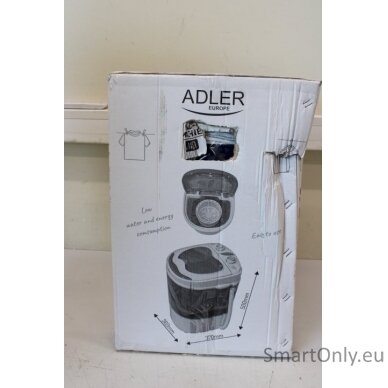 SALE OUT. Adler Washing machine AD 8051 Energy efficiency class Unspecified Top loading Washing capacity 3 kg Unspecified RPM Depth 37 cm Width 38 cm White/Blue DAMAGED PACKAGING