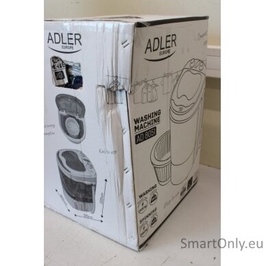 SALE OUT. Adler Washing machine AD 8051 Energy efficiency class Unspecified Top loading Washing capacity 3 kg Unspecified RPM Depth 37 cm Width 38 cm White/Blue DAMAGED PACKAGING 1