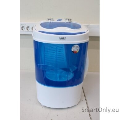 SALE OUT. Adler Washing machine AD 8051 Energy efficiency class Unspecified Top loading Washing capacity 3 kg Unspecified RPM Depth 37 cm Width 38 cm White/Blue DAMAGED PACKAGING 3