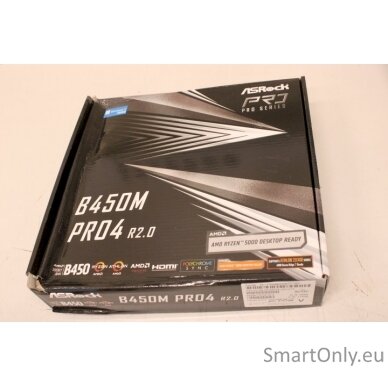 SALE OUT. ASRock AMD AM4 B450/4DDR4/4SATA3 | ASRock | B450M PRO4 R2.0 | Processor family AMD | Processor socket AM4 | DDR4 | Supported hard disk drive interfaces SATA, M.2 | Number of SATA connectors 4 | DAMAGED PACKAGING 2