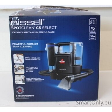 SALE OUT. Bissell SpotClean C5 Select Portable Carpet and Upholstery Cleaner, UNPACKED, USED, SCRATCHED,MISSING THE LIQVID BOTTLE | SpotClean C5 Select Portable Carpet and Upholstery Cleaner | 3928N | Corded operating | Handheld | Washing function | 400 W