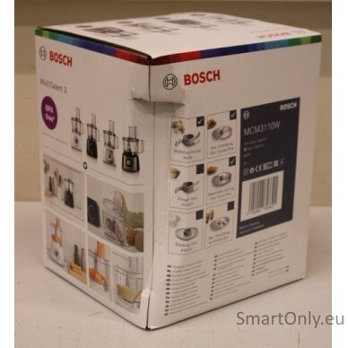 SALE OUT. Bosch MCM3110W Food processor, 800W, Bowl capacity: 2.3L, 2 speed settings, White/Grey | Bosch | Kitchen machine Multi Talent 3 | MCM3110W | 800 W | Number of speeds 2 | Bowl capacity 2,3 L | White | DAMAGED PACKAGING