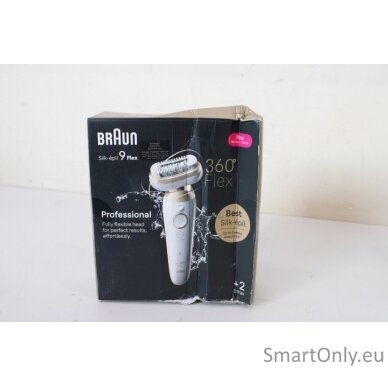 SALE OUT. Braun 9-011 3D Silk-epil 9 Flex Epilator, White/Gold | Braun Epilator | 9-011 3D Silk-epil 9 Flex | Operating time (max) 50 min | Number of power levels 2 | Wet & Dry | White/Gold | DAMAGED PACKAGING 4