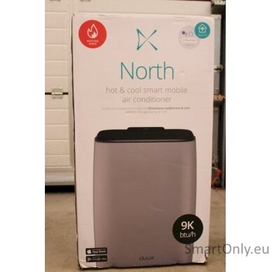 SALE OUT. Duux North Smart Mobile Airconditioner 9.000 BTU Extreme Silent, Light Gray/Black | Duux Smart Mobile Airconditioner | North | Number of speeds 3 | Heat function | Light Gray/Black | DAMAGED PACKAGING