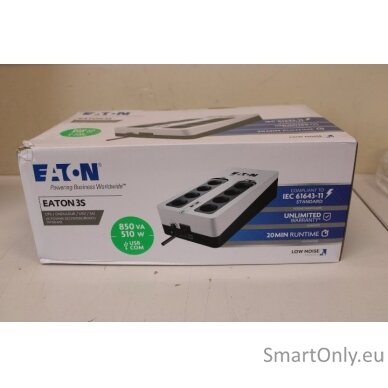 SALE OUT. Eaton UPS 3S 850 DIN | Eaton | UPS | 3S 850 DIN | 850 VA | 510 W | DAMAGED PACKAGING