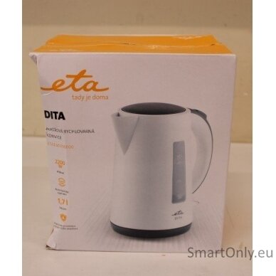 SALE OUT. ETA ETA160390000 Kettle, Capacity 1.7L, White | ETA | Kettle | ETA160390000 | Electric | 2200 W | 1.7 L | Plastic | 360° rotational base | White | DAMAGED PACKAGING, SCRATCHES ON TOP